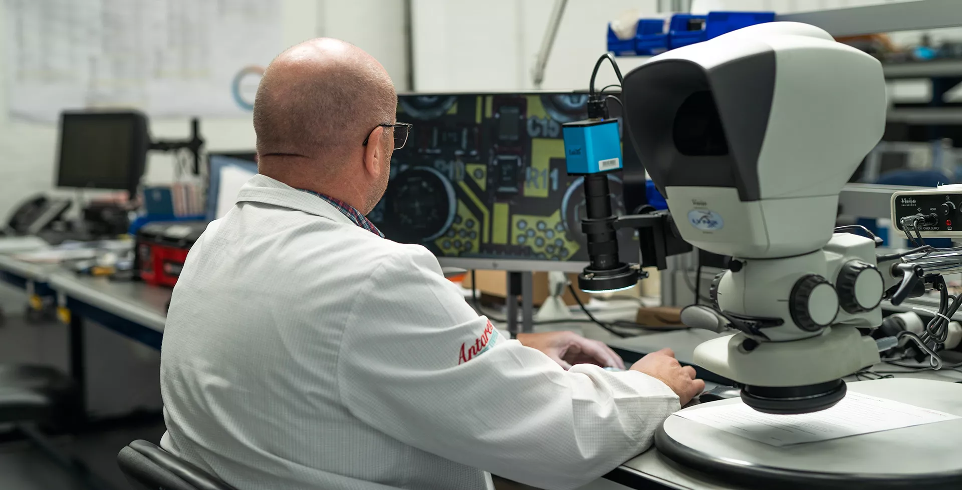 Antares Defence Systems employee at their work bench